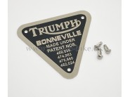 Triumph Patent Plate - Bonneville 1 stk