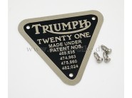 Triumph Patent Plate - Twenty One 1 stk